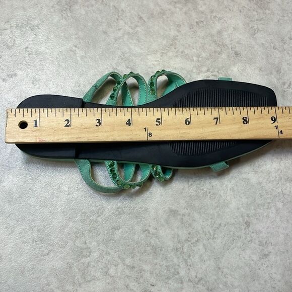 Katy Perry Anat Slide Mint Green Jeweled Eye Slip On Sandal Flats Sz 6.5 - Picture 6 of 8